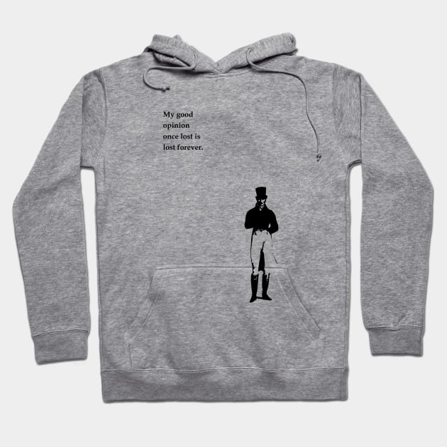 Jane Austen Pride and prejudice minimalist art and quote. Hoodie by MariOyama